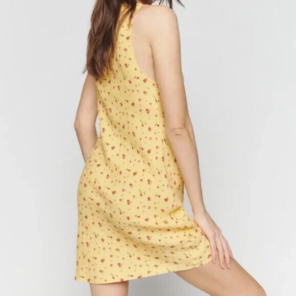 NWT Reformation Yellow Calix Floral Print Minidress size XS B1901 - Picture 3 of 8